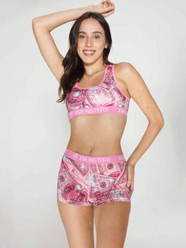 Conjunto deportivo casual para mujer que incluye banda tejida con letra, top deportivo y ropa interior, ropa de fitness para ciclismo y ejercicios