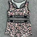 Conjunto deportivo de sujetador y ropa interior de poliester transpirable para mujeres, diseno sin espalda, para ciclismo, estilo corto