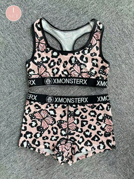 Conjunto deportivo de sujetador y ropa interior de poliester transpirable para mujeres, diseno sin espalda, para ciclismo, estilo corto