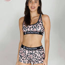 Conjunto deportivo de sujetador y ropa interior de poliester transpirable para mujeres, diseno sin espalda, para ciclismo, estilo corto