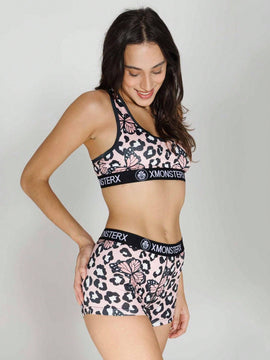 Conjunto deportivo de sujetador y ropa interior de poliester transpirable para mujeres, diseno sin espalda, para ciclismo, estilo corto