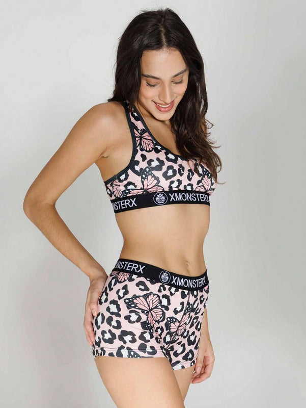 Conjunto deportivo de sujetador y ropa interior de poliester transpirable para mujeres, diseno sin espalda, para ciclismo, estilo corto