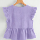 NEW  WYWH Top negro de manga de mariposa con volantes de ruedo de peplum para mujer en vacaciones por WYWH
