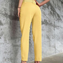 Prive Pantalon para mujeres de moda con unicolor, cintura alta, corte recto y casual