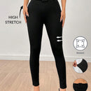 PETITE Pantalones de mujer negros ajustados con cintura alta y cinturon