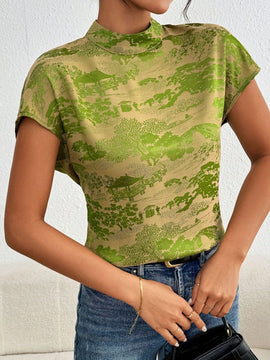 Clasi Camisa casual impresa de estilo vintage para mujeres para uso diario