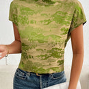 Clasi Camisa casual impresa de estilo vintage para mujeres para uso diario