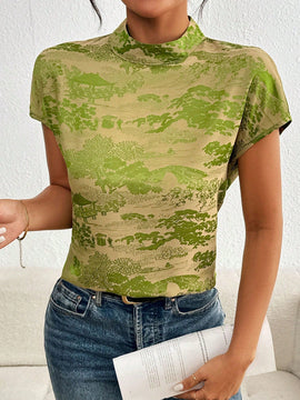 Clasi Camisa casual impresa de estilo vintage para mujeres para uso diario