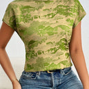 Clasi Camisa casual impresa de estilo vintage para mujeres para uso diario