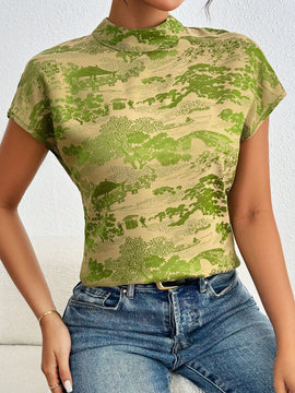 Clasi Camisa casual impresa de estilo vintage para mujeres para uso diario