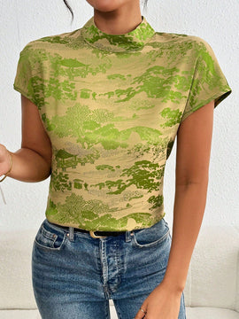 Clasi Camisa casual impresa de estilo vintage para mujeres para uso diario
