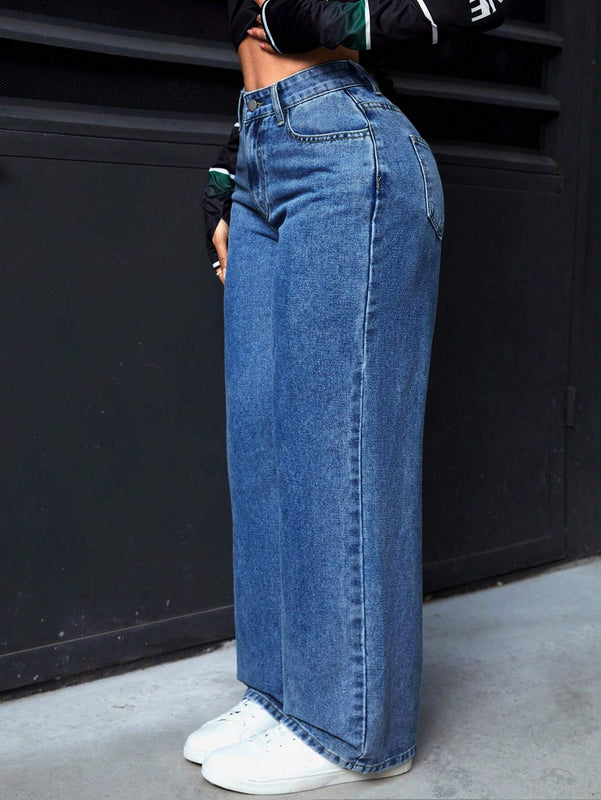 PETITE Jeans holgados de pierna ancha para mujeres con bolsillos en Jean