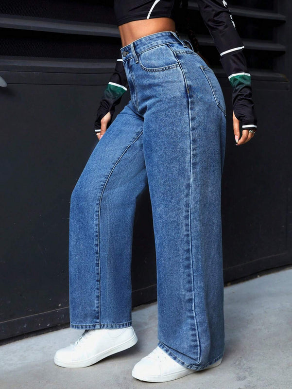 PETITE Jeans holgados de pierna ancha para mujeres con bolsillos en Jean