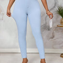 Lady Pantalones largos a la cintura de mujer, casuales y ajustados, de tela solida texturizada