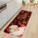 1pc Alfombra de Cocina con Diseño Navideño, Antideslizante y Suave, Lavable a Máquina, Absorbente para Cocina y Sala, Decoración del Hogar