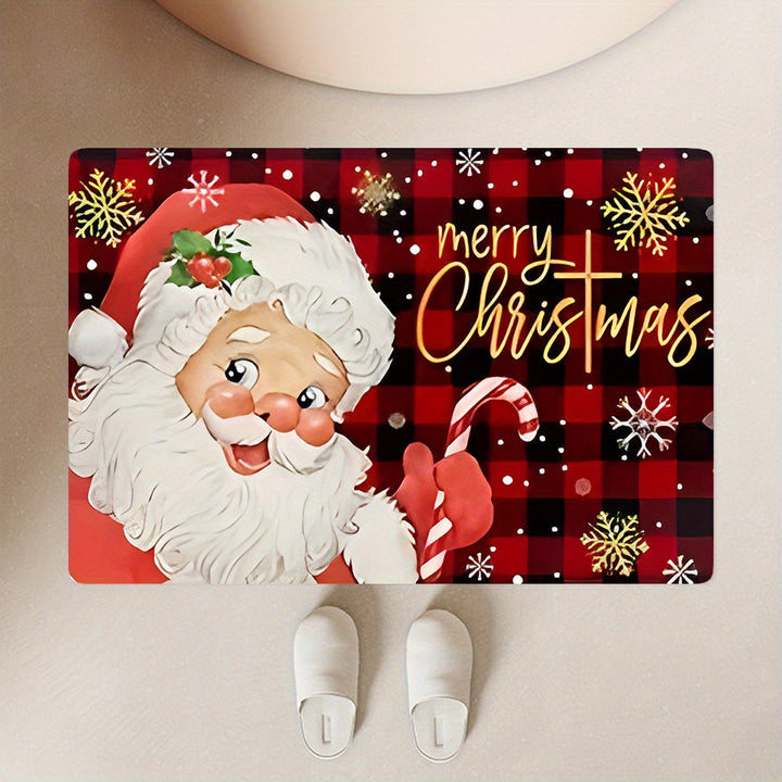 1pc Alfombra de Cocina con Diseño Navideño, Antideslizante y Suave, Lavable a Máquina, Absorbente para Cocina y Sala, Decoración del Hogar