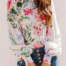 Frenchy Blusa primaveral con estampado floral, estilo de vacaciones con mangas de volantes