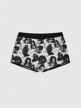 Romwe grunge punk 1 pieza calzoncillos boxer con estampado total de punk oscuro, distopia, hip hop, trenzas