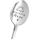 Cuchara de acero inoxidable grabada "Buenos días Nana" - Regalo perfecto para Nana para el Día de las Madres, cumpleaños o Navidad - 2,8 cm x 19 cm - Cuchara de fiesta - Sin pluma - Adecuada para edades de 14+