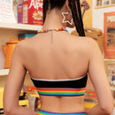 Sujetador de Bandeau de verano para mujeres con diseno de borde de arco iris