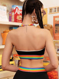 Sujetador de Bandeau de verano para mujeres con diseno de borde de arco iris