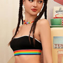 Sujetador de Bandeau de verano para mujeres con diseno de borde de arco iris