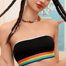 Sujetador de Bandeau de verano para mujeres con diseno de borde de arco iris