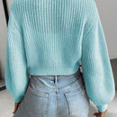 Moosta cardigan holgado de mujer con mangas farol, hombros caidos y bordado de fresa de estilo casual
