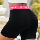 Pantalones cortos cuadrados de cintura alta para mujer con banda tejida con letras, pantalones cortos de ciclismo, suaves y comodos