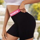 Pantalones cortos cuadrados de cintura alta para mujer con banda tejida con letras, pantalones cortos de ciclismo, suaves y comodos