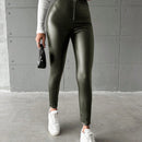Pantalones ajustados cremallera pu