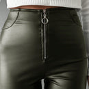 Pantalones ajustados cremallera pu