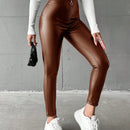 Pantalones ajustados cremallera pu