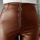 Pantalones ajustados cremallera pu