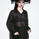 ROMWE Goth Camisa de mujer oscura gotica con transparencias y ajuste holgado, versatil
