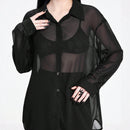 ROMWE Goth Camisa de mujer oscura gotica con transparencias y ajuste holgado, versatil