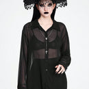 ROMWE Goth Camisa de mujer oscura gotica con transparencias y ajuste holgado, versatil
