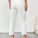 PETITE Pantalones blancos 7/8-9/10 de longitud simple para mujeres
