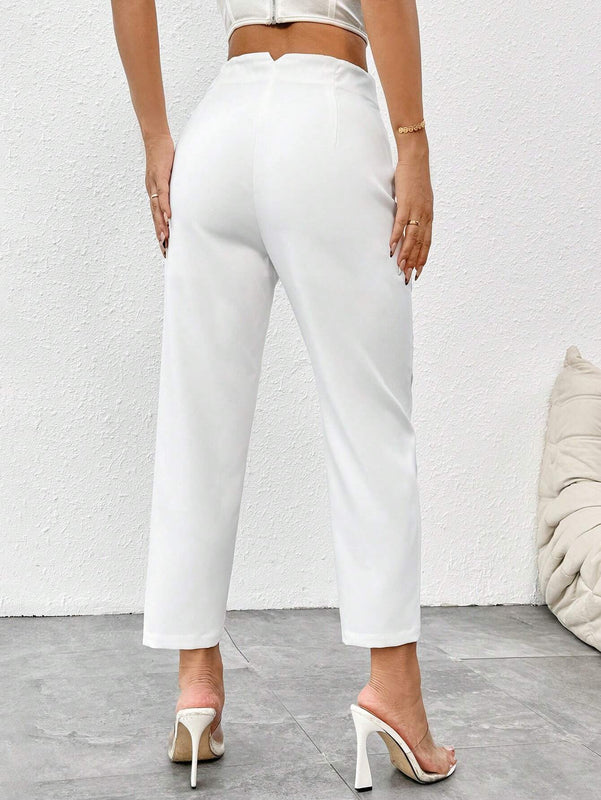 PETITE Pantalones blancos 7/8-9/10 de longitud simple para mujeres