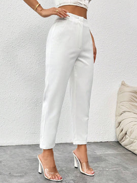 PETITE Pantalones blancos 7/8-9/10 de longitud simple para mujeres
