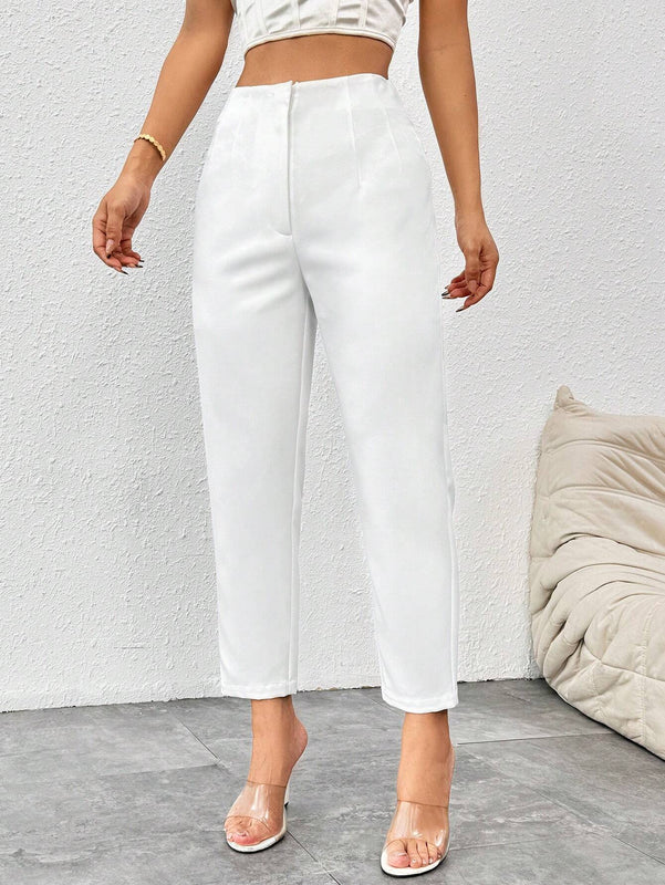 PETITE Pantalones blancos 7/8-9/10 de longitud simple para mujeres