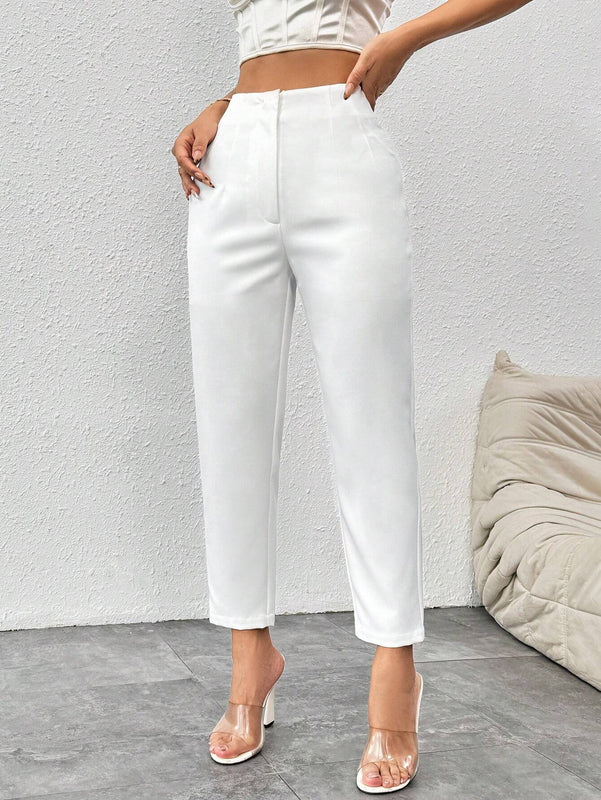 PETITE Pantalones blancos 7/8-9/10 de longitud simple para mujeres