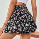VCAY Shorts de falda suelta con estampado floral para mujer para vacaciones
