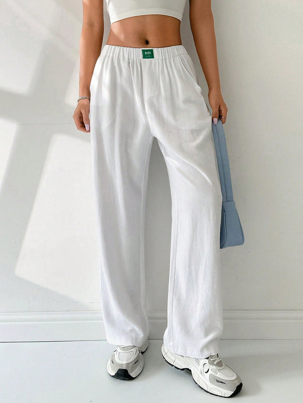 EZwear Pantalones largos de mujer en unicolor para uso diario en verano