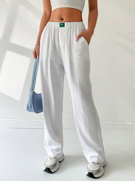 EZwear Pantalones largos de mujer en unicolor para uso diario en verano