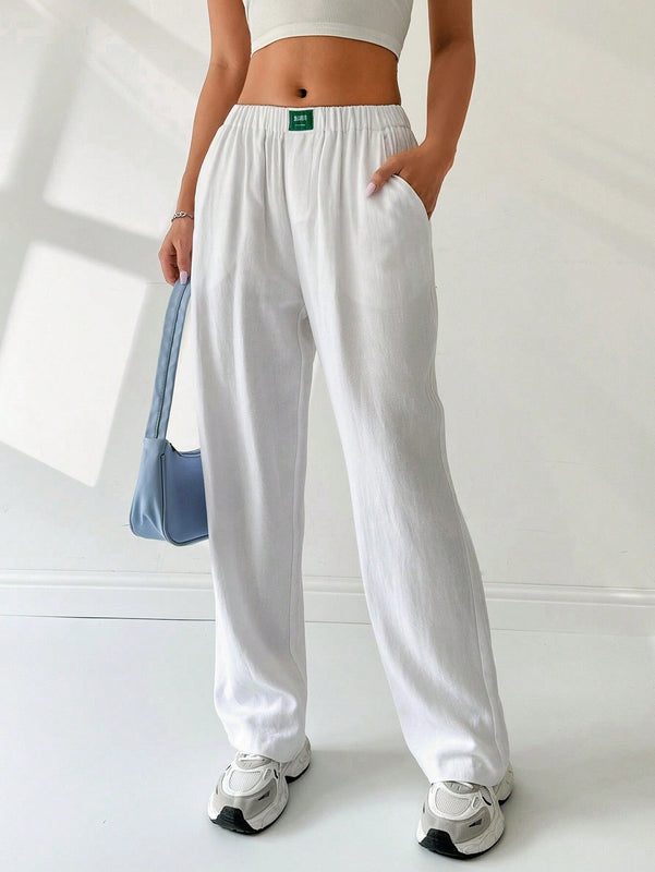 EZwear Pantalones largos de mujer en unicolor para uso diario en verano