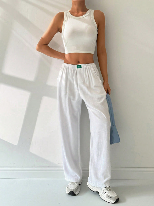 EZwear Pantalones largos de mujer en unicolor para uso diario en verano