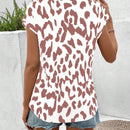 Camisa de trabajo de manga corta con estampado de leopardo para mujer de verano