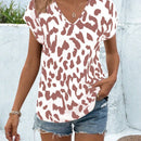 Camisa de trabajo de manga corta con estampado de leopardo para mujer de verano