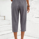 EMERY ROSE Pantalones casuales de 7/8 para mujer con estampado de diente de leon y cinturon anudado